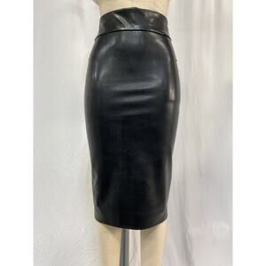 Enza Costa 'Vegan' Black Polyester Leather Pencil Skirt Size 1